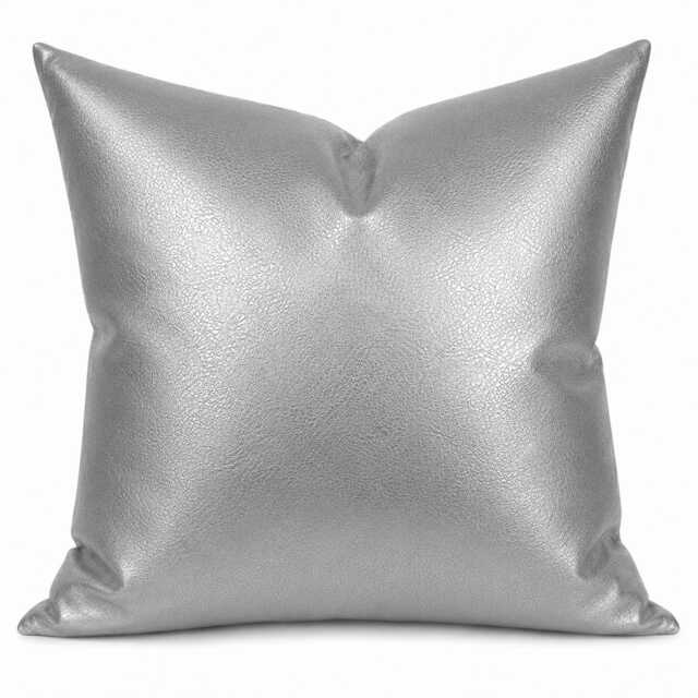 Silver Faux Leather Pillow Covers, Metallic Cushion, Decorative For Couch, Silver Throw Pillowhome Decor - image 1