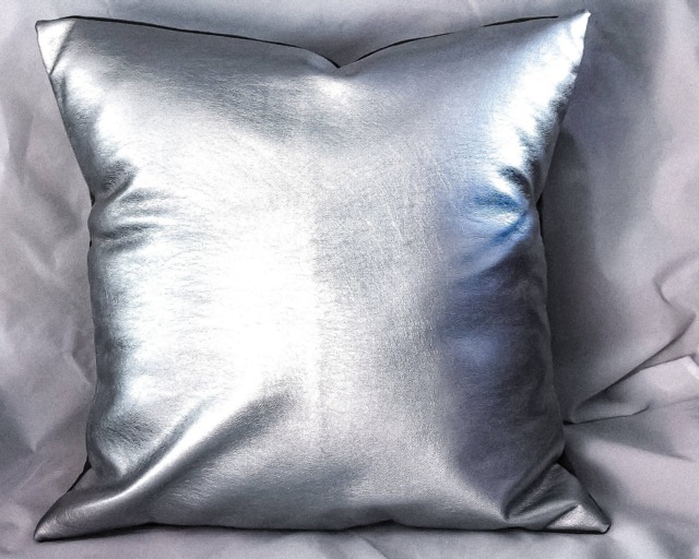 Silver Faux Leather Pillow Covers, Metallic Cushion, Decorative For Couch, Silver Throw Pillowhome Decor - image 1