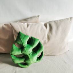 Monstera Deliciosa Shaped Leaf Cushion Christmas Gift For Plant Lover, Pillow Tropical Home Decor, Plush Soft Velvet - thumbnail 2