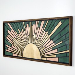 Boho Wood Wall Art, Art Long Sunlight Decor Bedroom Headboard Hanging Frame , Boho Sun Large Wall Art - thumbnail 2