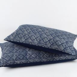 Hmong Indigo Batik Lumbar Pillow Cover, Handspun Cotton Pair - 12x20 - thumbnail 4
