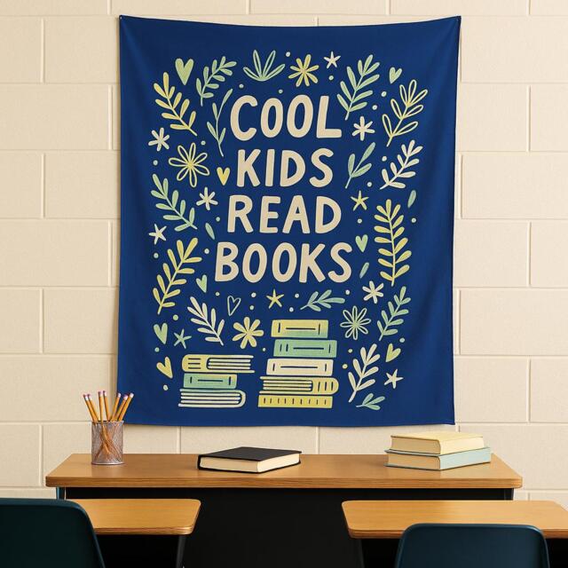 Kids Read Books Tapestry - Motivational Classroom Wall Art - image 1