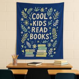 Kids Read Books Tapestry - Motivational Classroom Wall Art - thumbnail 1