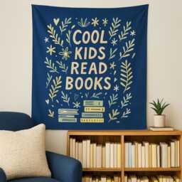 Kids Read Books Tapestry - Motivational Classroom Wall Art - thumbnail 2