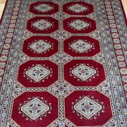 4.6x6.6 Red Color Bokhara Rug - 1.40x2.00 Bedroom Luxury Area Turkish Fine Quality Afghan - thumbnail 3