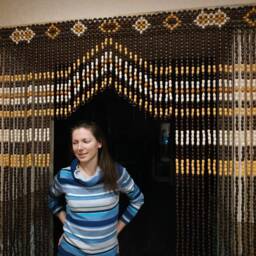 Handmade Wood Bead Door Curtain Bohemian Decor, 41x75 Inches - thumbnail 3
