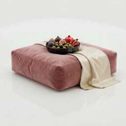 Rose Pink Velvet Bean Bag Floor Cushion Square Ottoman Pouf - 60cm - thumbnail 1