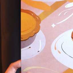 Hong Kong Cafe Art Print - Egg Tart & Milk Tea Illustration - thumbnail 2