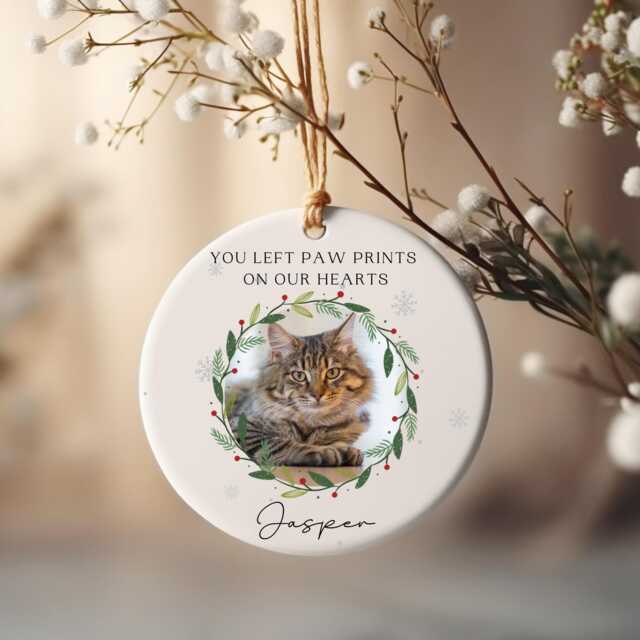Cat Memorial Christmas Bauble, Personalised Pet Ornament, Gifts, Loss Tree Decoration - image 1