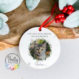 Cat Memorial Christmas Bauble, Personalised Pet Ornament, Gifts, Loss Tree Decoration - thumbnail 2