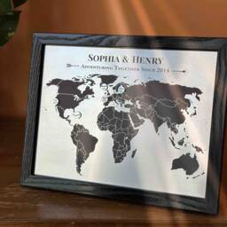 11Th Anniversary Gift For Him & Her Steel Map With Custom Markers 11 Year Idea Wedding Present - thumbnail 2