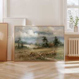 Mountain Meadow Poster, Pine Landscape Print, Nature Wall Art, Paper - thumbnail 4