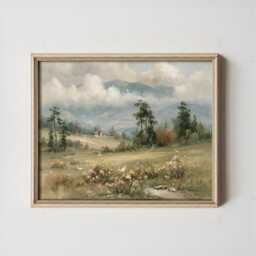 Mountain Meadow Poster, Pine Landscape Print, Nature Wall Art, Paper - thumbnail 3