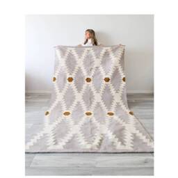 Handwoven Area Rug, Handmade Area Rug, Wool Livingroom & Dining Room Runner Kilim Rug 9' X 12', 8' 10' Taupe Beige - thumbnail 1