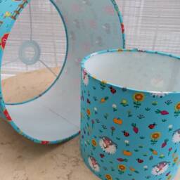 Sheep & Flowers Lampshade Blue Nursery Decor - thumbnail 3