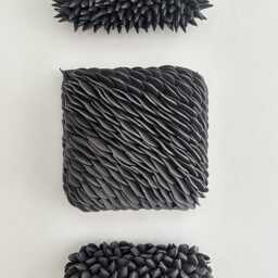 Black Porcelain Wall Art Trio Made To Order - Textured Ceramic Tiles - thumbnail 2