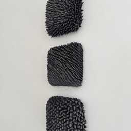 Black Porcelain Wall Art Trio Made To Order - Textured Ceramic Tiles - thumbnail 3