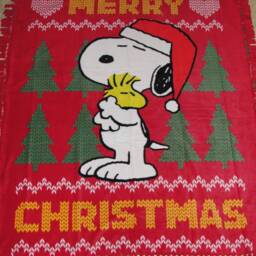 Merry Christmas Snoopy Woodstock Fleece Tie Throw Blanket - thumbnail 4