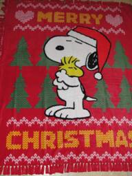 Merry Christmas Snoopy Woodstock Fleece Tie Throw Blanket - thumbnail 1