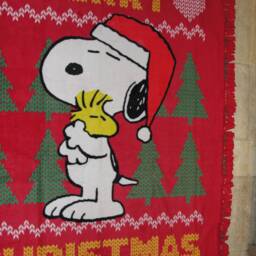 Merry Christmas Snoopy Woodstock Fleece Tie Throw Blanket - thumbnail 3