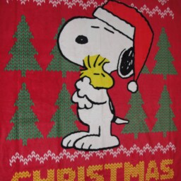 Merry Christmas Snoopy Woodstock Fleece Tie Throw Blanket - thumbnail 2