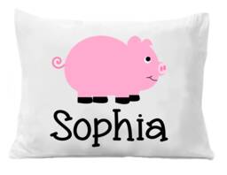 Personalized Pink Pig Pillowcase, Girls Farm Bedding