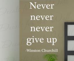 Winston Churchill Never Give Up Inspirational Motivational Decorative Vinyl Wall Decal Decoration Quote Lettering Decor Sticker Art In17 - thumbnail 1