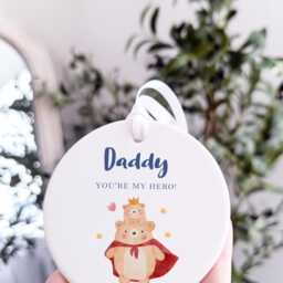 Personalised Dad Ornament, Daddy You're My Hero Gift, Gift From Son Or Daughter, Custom Name Keepsake, Father's Day Birthday Christmas - thumbnail 4