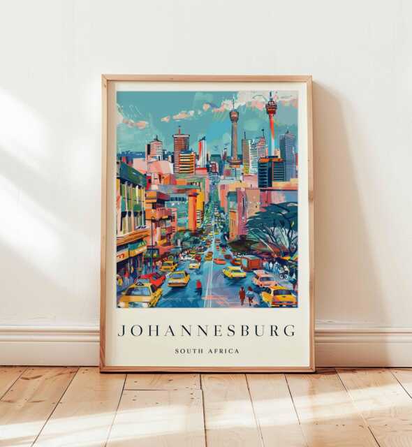 Johannesburg South Africa Travel Poster African City Wall Art - image 1