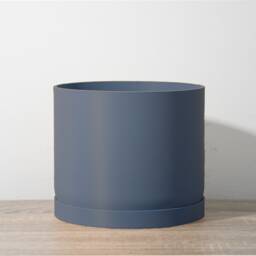 "Minimalist Planter With Drainage & Saucer in Stone Blue, Modern & Unique 3D-Printed Plant Pot, Sizes 4"" 5"" 6"" 7"" 8" - thumbnail 2