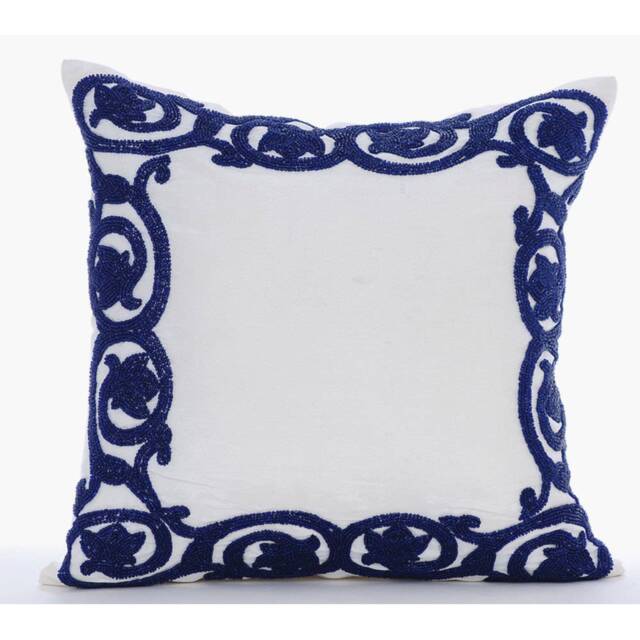 "Designer Floral White Bed Pillow Cover 24""x24""/26""x26" - image 1