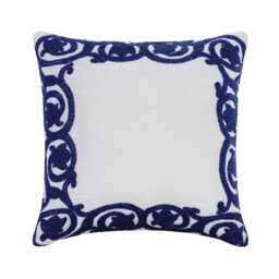 "Designer Floral White Bed Pillow Cover 24""x24""/26""x26" - thumbnail 1