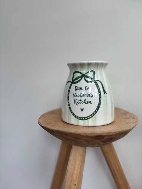 Personalised Homeware Flower Vase/Utensil Pot. Simple Stripes & Bow - image 1