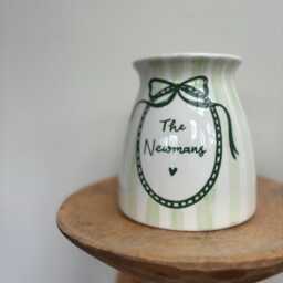 Personalised Homeware Flower Vase/Utensil Pot. Simple Stripes & Bow - thumbnail 3