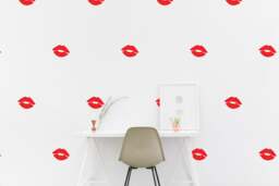 Lips Kiss Wall Decal Pattern Kissing Kids Room Love Wall Sticker Kissy Nursery Bedroom, Wallpaper Vinyl Decals Home Decor Stickers - thumbnail 1