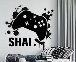 Personalized Gamer Controller Wall Decal Custom Game Room Decor Cus112 - thumbnail 1