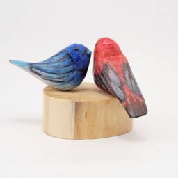 Hand Carved Linden Wood Bird Sculpture, Watercolor Painted - thumbnail 3