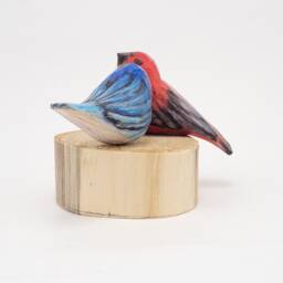 Hand Carved Linden Wood Bird Sculpture, Watercolor Painted - thumbnail 2