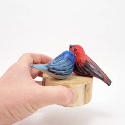 Hand Carved Linden Wood Bird Sculpture, Watercolor Painted - thumbnail 4