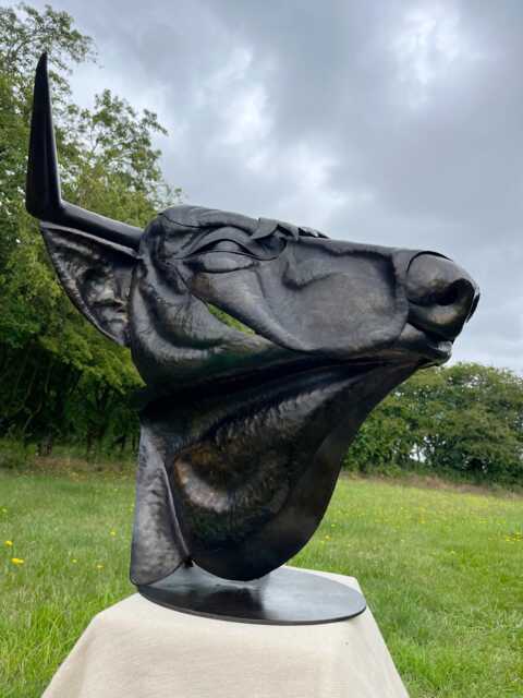 Hand Forged Steel Bulls Head, Fine Art, Wall Animal Sculpture - image 1