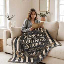 Dancing Through The Lightning Strikes Woven Blanket, Onyx Storm Throw, Fourth Wing Dragon Throw Lover Gift, Fly Or Die - thumbnail 4