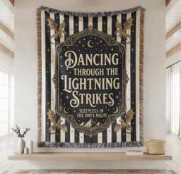Dancing Through The Lightning Strikes Woven Blanket, Onyx Storm Throw, Fourth Wing Dragon Throw Lover Gift, Fly Or Die - thumbnail 1