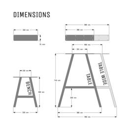 Industrial Steel Table Legs A Frame, Heavy-Duty Metal, Diy For Dining Table, Desk, Coffee Bench - Set Of 2 - thumbnail 3