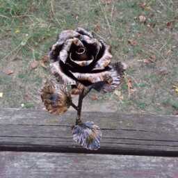 Blacksmith Made Metal Rose Iron Rose Steel Gift For Her Forged Copper Anniversary 6Th - thumbnail 3
