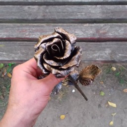 Blacksmith Made Metal Rose Iron Rose Steel Gift For Her Forged Copper Anniversary 6Th - thumbnail 2