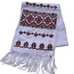 Traditional Rushnyk, Handmade Ukrainian Embroidered Wedding Towel With Red & Black Geometric Design, Slavic Ritual Textile, Wedding Gift - thumbnail 2