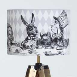 Lampshade Alice in Wonderland Black & White Velvet - Drum Lamp Shade 25cm 30cm 35cm 40cm 45cm Table Lamp Shade, Ceiling Shade, Pendant - thumbnail 3