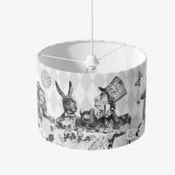 Lampshade Alice in Wonderland Black & White Velvet - Drum Lamp Shade 25cm 30cm 35cm 40cm 45cm Table Lamp Shade, Ceiling Shade, Pendant - thumbnail 4
