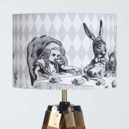 Lampshade Alice in Wonderland Black & White Velvet - Drum Lamp Shade 25cm 30cm 35cm 40cm 45cm Table Lamp Shade, Ceiling Shade, Pendant - thumbnail 2