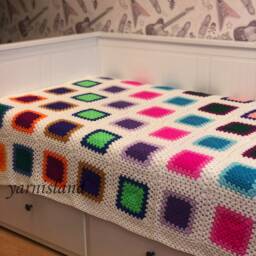Christmas Sale, Granny Square Blanket, Crochet Colorful Handmade Bedspread, Afghan Throw, Crochet Blanket - thumbnail 2